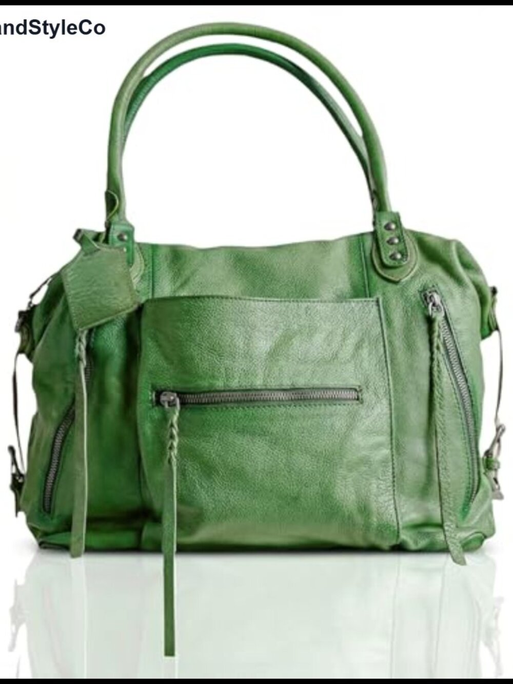Large Vegan Leather Tote Bag with Zipper Adjustable Strap